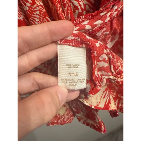 Free People Ginko Red Yellow Floral Sleeveless Swing Mini Dress Size Medium - Picture 4 of 5